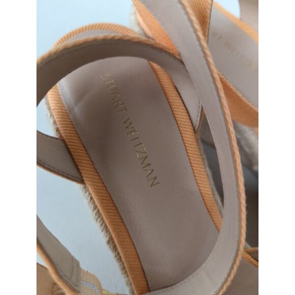 new Stuart WEITZMAN sz 6 orange mango wedge heel espadrille jewel strap - Picture 6 of 8